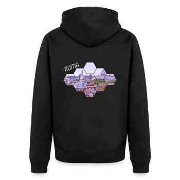 Roma - Unisex Premium Bio Zip Hoodie - Schwarz - Hinten - Nico (187cm)