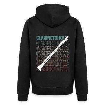 Clarinetoholic Funny Clarinet Player - Unisex Premium Bio Zip Hoodie - Schwarz - Hinten - Nico (187cm)