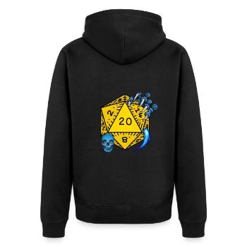 D20 Abenteuer Sortilége JDR - Unisex Premium Bio Zip Hoodie - Schwarz - Hinten - Nico (187cm)