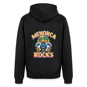 Menorca Sommer Sonne Strand Palmen Party Retro - Unisex Premium Bio Zip Hoodie - Schwarz - Hinten - Nico (187cm)