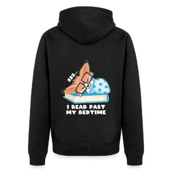 Nerd Fuchs I read past my bedtime - Unisex Premium Bio Zip Hoodie - Schwarz - Hinten - Nico (187cm)