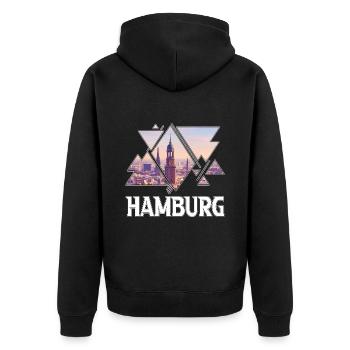 Hambourg Allemagne city skyline home love - Veste à capuche bio Premium Unisexe - noir - Dos - Nico (187cm)