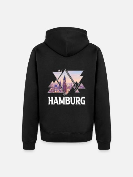 Hamburg Deutschland Stadt Skyline Heimat Liebe - Unisex Premium Bio Zip Hoodie - Schwarz