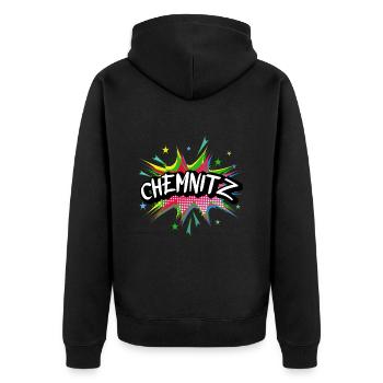 Chemnitz Germany City Pop Art Comic Art - Unisex Premium Organic Zip Hoodie - black - Back - Nico (187cm)