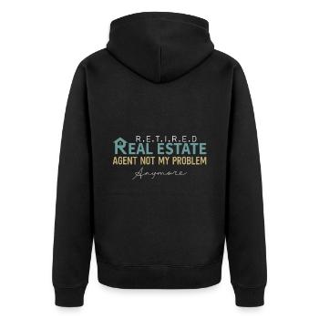 Immobilienmakler Makler Beruf Immobilien - Unisex Premium Bio Zip Hoodie - Schwarz - Hinten - Nico (187cm)