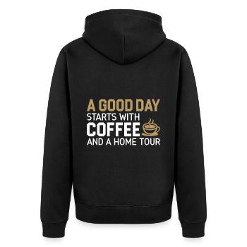 Immobilienmakler Makler Beruf Immobilien - Unisex Premium Bio Zip Hoodie - Schwarz - Hinten - Nico (187cm)