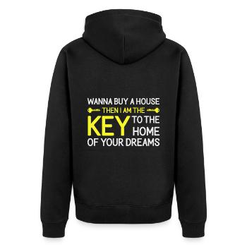 Immobilienmakler Makler Beruf Immobilien - Unisex Premium Bio Zip Hoodie - Schwarz - Hinten - Nico (187cm)