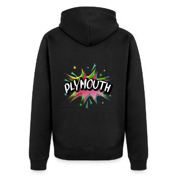Plymouth England UK City Pop Art Comic Art - Unisex Premium Organic Zip Hoodie - black - Back - Nico (187cm)