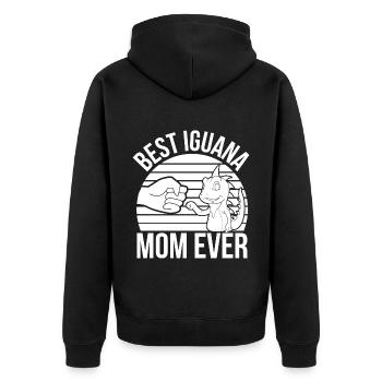 Leguan Liebhaber - Unisex Premium Bio Zip Hoodie - Schwarz - Hinten - Nico (187cm)