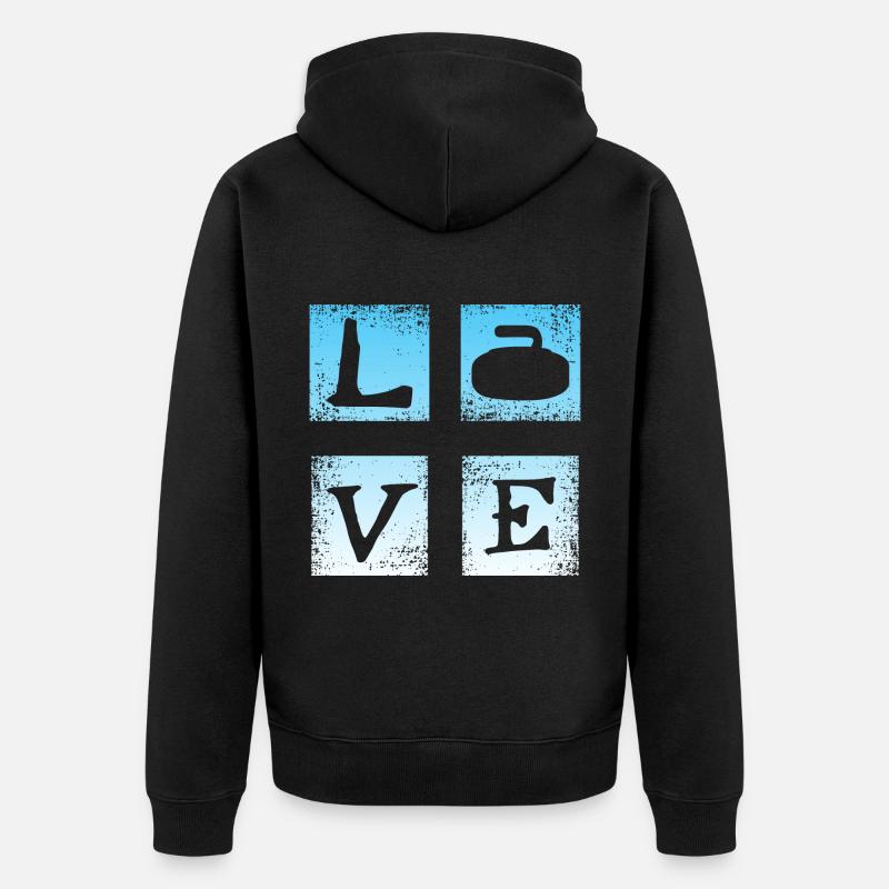 Liebe Curling - Unisex Premium Bio Zip Hoodie - Schwarz