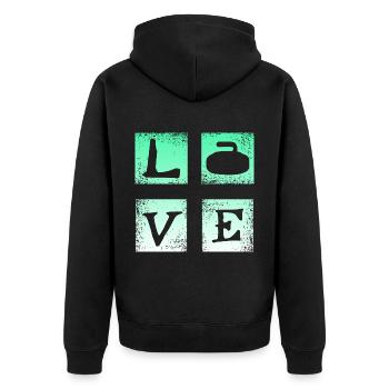 Dear Curling - Unisex Premium Organic Zip Hoodie - black - Back - Nico (187cm)
