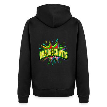 Braunschweig Germany City Pop Art Comic Art - Unisex Premium Organic Zip Hoodie - black - Back - Nico (187cm)