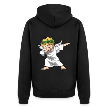 Christkind Weihnacht für Männer, Frauen und - Unisex Premium Bio Zip Hoodie - Schwarz - Hinten - Nico (187cm)