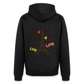 Paris Tour Eiffel Arc de Triomphe L’amour de Frankre - Veste à capuche bio Premium Unisexe - noir - Dos - Nico (187cm)