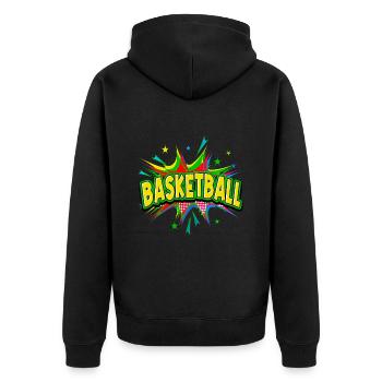 Basketball Pop Art Comic Kunst Basketballer - Unisex Premium Bio Zip Hoodie - Schwarz - Hinten - Nico (187cm)