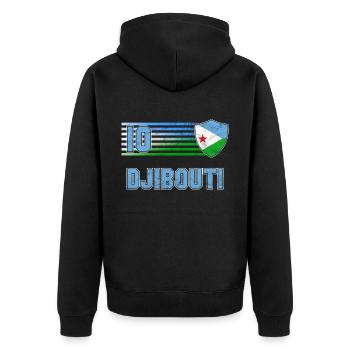 Dschibuti Fußball Mannschaft - Unisex Premium Bio Zip Hoodie - Schwarz - Hinten - Nico (187cm)