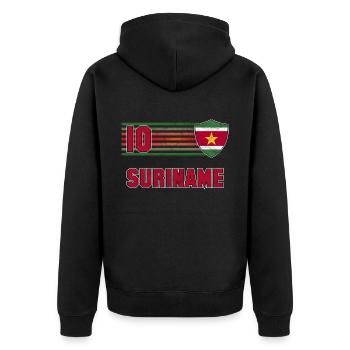 Suriname Fußball Mannschaft - Unisex Premium Bio Zip Hoodie - Schwarz - Hinten - Nico (187cm)