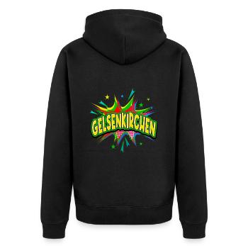 Gelsenkirchen Deutschland Pop Art Comic Kunst - Unisex Premium Bio Zip Hoodie - Schwarz - Hinten - Nico (187cm)