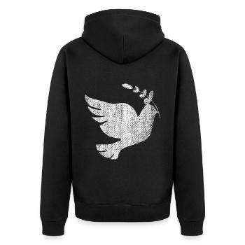 Friedenstaube Taube Frieden - Unisex Premium Bio Zip Hoodie - Schwarz - Hinten - Nico (187cm)