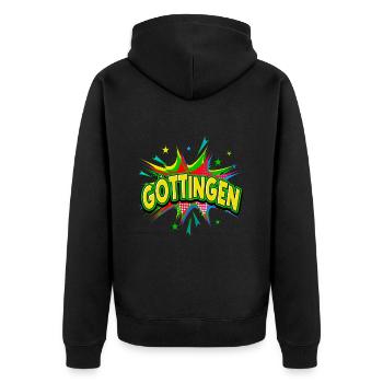 Göttingen Allemagne Ville Pop Art Bande dessinée - Veste à capuche bio Premium Unisexe - noir - Dos - Nico (187cm)