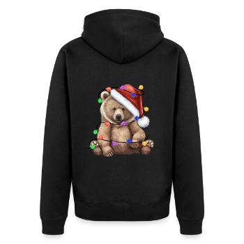 Ours avec chapeau de Noël et lumières - Veste à capuche bio Premium Unisexe - noir - Dos - Nico (187cm)