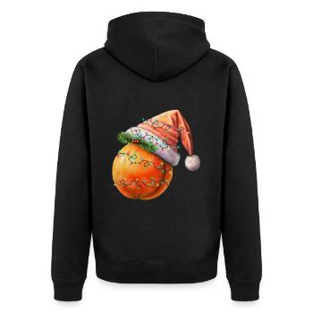 Christmas Peach - Unisex Premium Organic Zip Hoodie - black - Back - Nico (187cm)