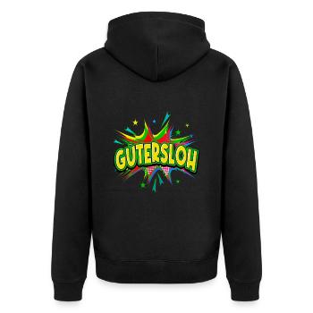Gütersloh Allemagne Ville Pop Art Bande dessinée - Veste à capuche bio Premium Unisexe - noir - Dos - Nico (187cm)