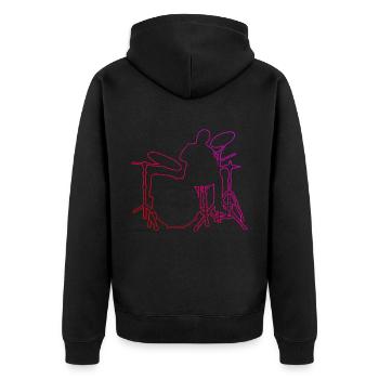 Drummer Women Men Drummer Drum Kit - Unisex Premium Organic Zip Hoodie - black - Back - Nico (187cm)
