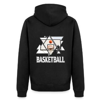 Basketball Basketballer Korb Sport Vintage Retro - Unisex Premium Bio Zip Hoodie - Schwarz - Hinten - Nico (187cm)