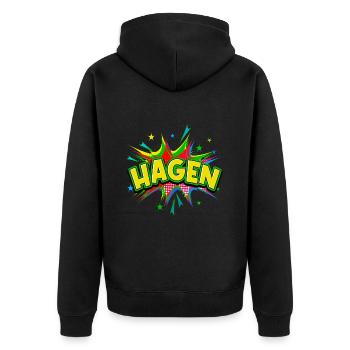 Hagen Germany City Pop Art Comic Art - Unisex Premium Organic Zip Hoodie - black - Back - Nico (187cm)