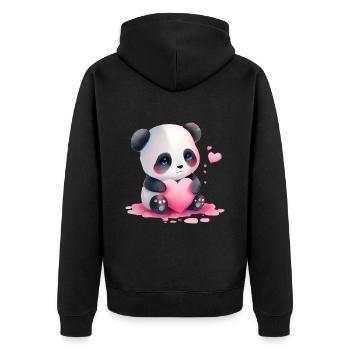Panda Cadeau Saint-Valentin - Veste à capuche bio Premium Unisexe - noir - Dos - Nico (187cm)