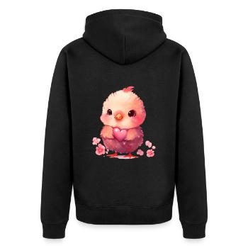 Chick Valentine's Day Gift - Unisex Premium Organic Zip Hoodie - black - Back - Nico (187cm)