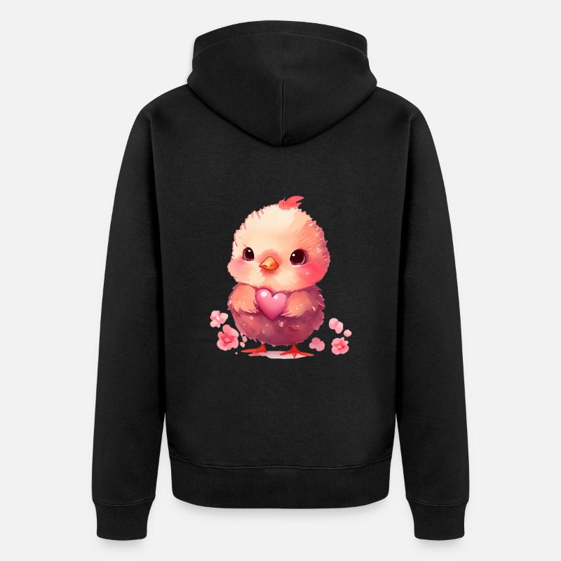 Cadeau de Saint-Valentin Poussin - Veste à capuche bio Premium Unisexe - noir