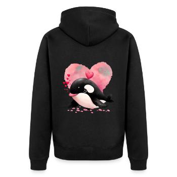 Wal Valentinstag Geschenk - Unisex Premium Bio Zip Hoodie - Schwarz - Hinten - Nico (187cm)