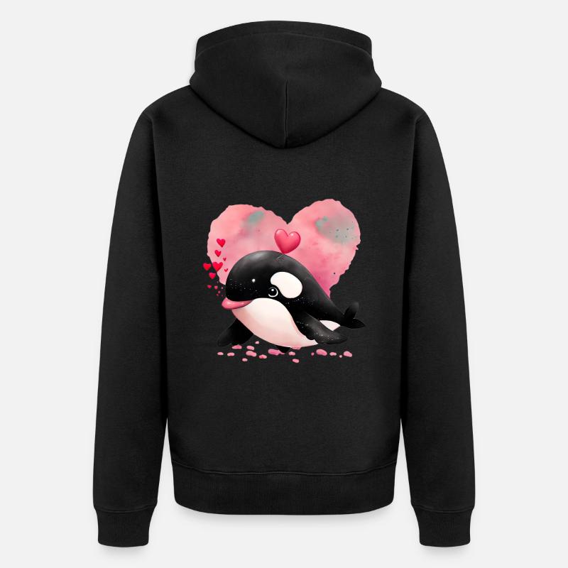 Wal Valentinstag Geschenk - Premium økologisk unisex-hættejakke - sort