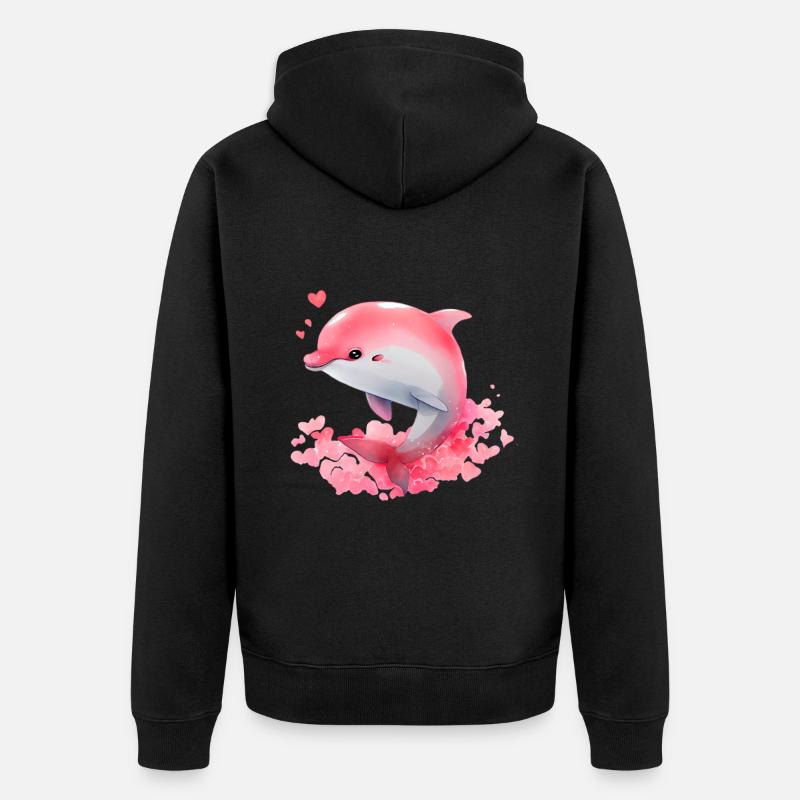 Cadeau de Saint-Valentin Dolphin - Veste à capuche bio Premium Unisexe - noir