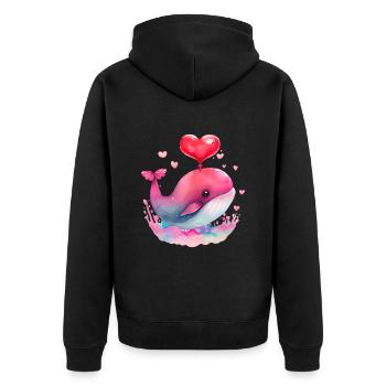 Wal Valentinstag Geschenk - Unisex Premium Bio Zip Hoodie - Schwarz - Hinten - Nico (187cm)