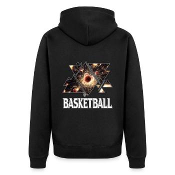 Basketball Ball Basketball Player Sport Triangle - Unisex Premium Organic Zip Hoodie - black - Back - Nico (187cm)