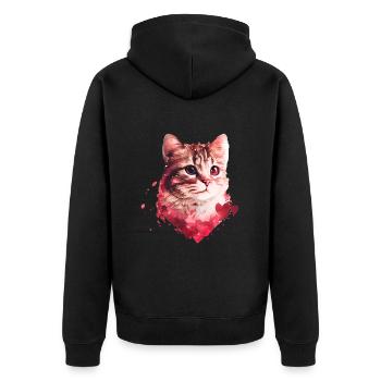 Chat Cadeau de Saint-Valentin - Veste à capuche bio Premium Unisexe - noir - Dos - Nico (187cm)