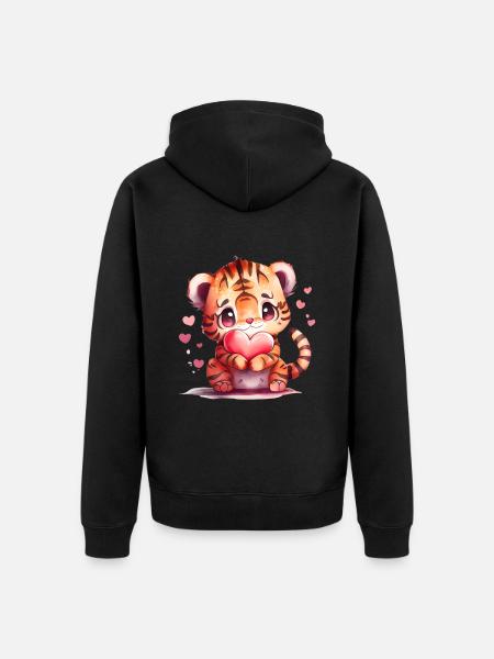 Tiger Valentine's Day Gift - Unisex Premium Organic Zip Hoodie - black