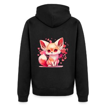 Fox Valentine's Day Gift - Unisex Premium Organic Zip Hoodie - black - Back - Nico (187cm)
