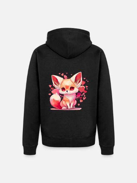 Fox Valentine's Day Gift - Unisex Premium Organic Zip Hoodie - black