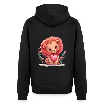 Cadeau de Saint-Valentin Lion - Veste à capuche bio Premium Unisexe - noir - Dos - Nico (187cm)