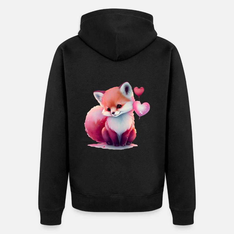 Cadeau de Saint-Valentin Fox - Veste à capuche bio Premium Unisexe - noir