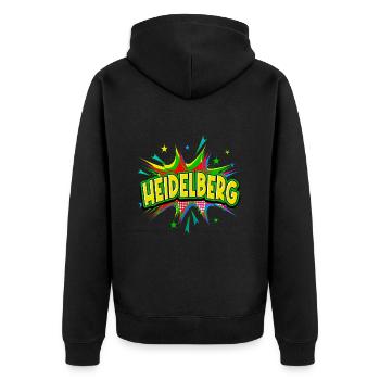 Heidelberg Deutschland Stadt Pop Art Comic Kunst - Unisex Premium Bio Zip Hoodie - Schwarz - Hinten - Nico (187cm)