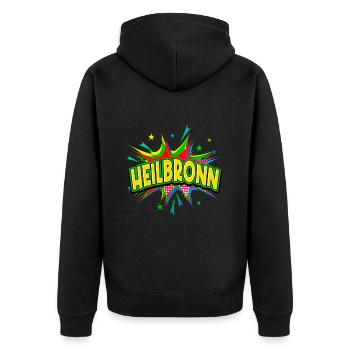Heilbronn Deutschland Stadt Pop Art Comic Kunst - Unisex Premium Bio Zip Hoodie - Schwarz - Hinten - Nico (187cm)