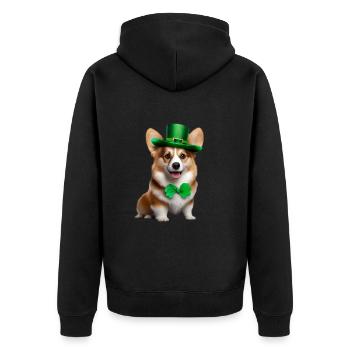 Corgi - Unisex Premium Organic Zip Hoodie - black - Back - Nico (187cm)