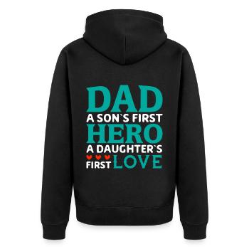 Père du héros du fils, premier amour de sa fille - Veste à capuche bio Premium Unisexe - noir - Dos - Nico (187cm)