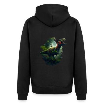 Dinosaur - Unisex Premium Organic Zip Hoodie - black - Back - Nico (187cm)