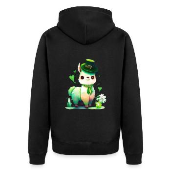 St Paddy's St Patricksday St Patrick Day - Unisex Premium Organic Zip Hoodie - black - Back - Nico (187cm)